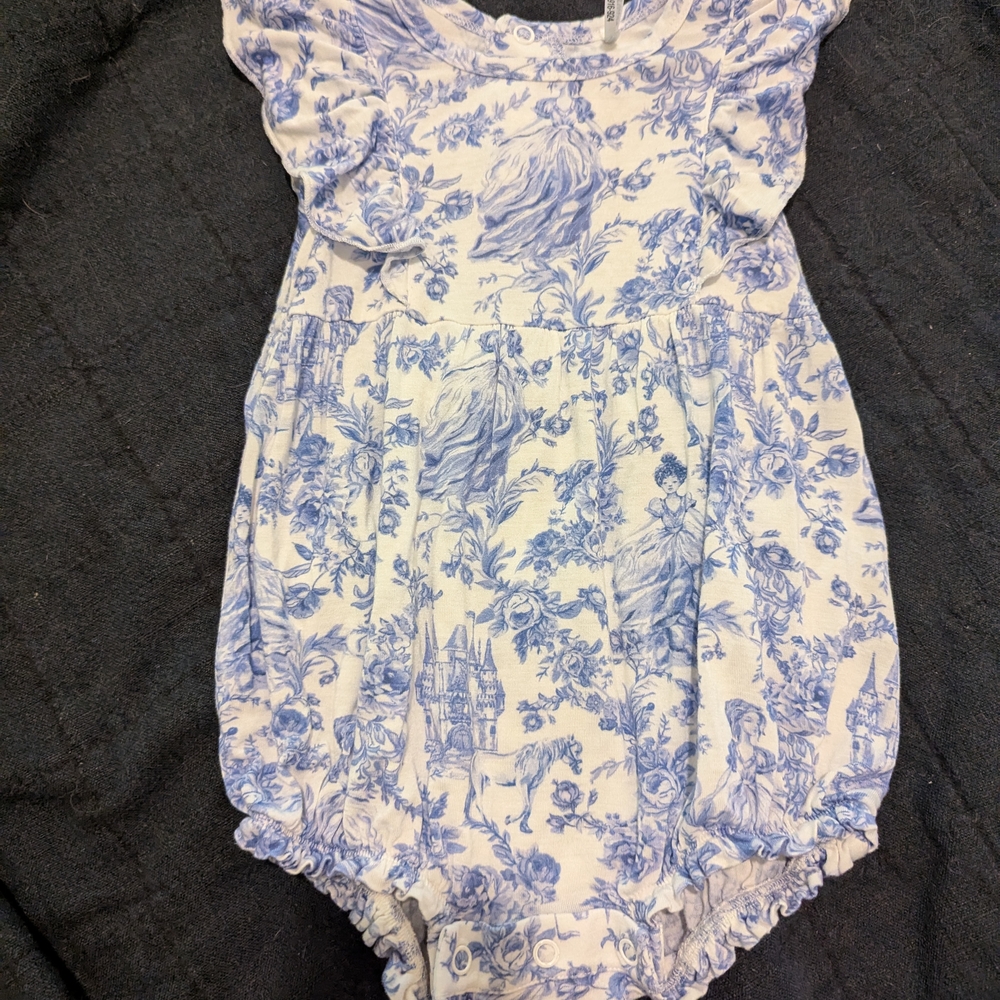 Posh Peanut Blue Toile Print Romper